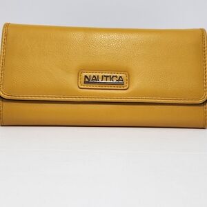 NAUTICA Money Manager Wallet RFID Yellow Blue Trifold Clutch Style